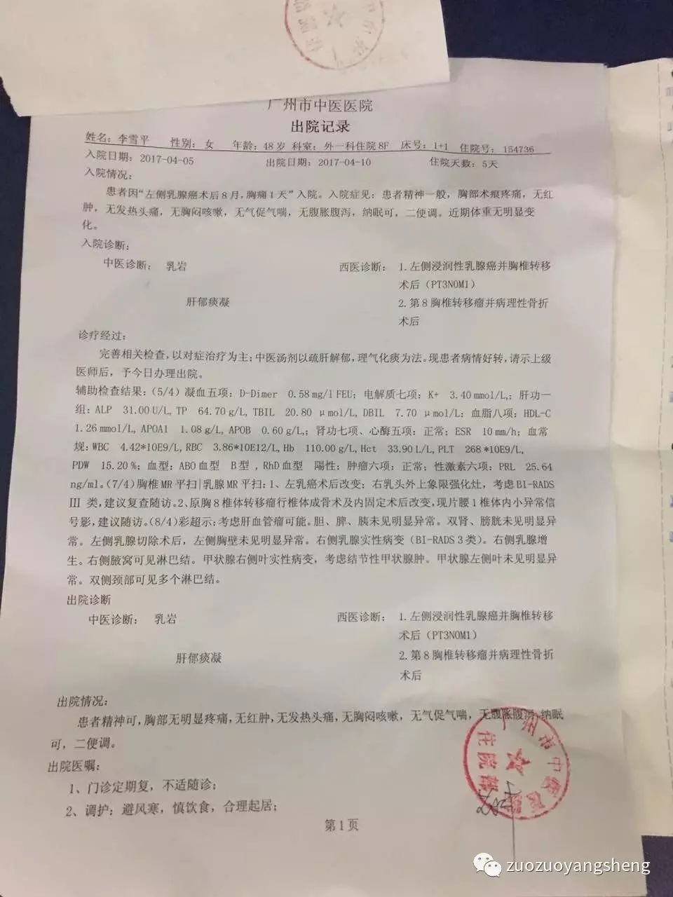 案例分享:原始点调理乳癌的成功案例 案例分享:原始点调理乳癌的成功案例